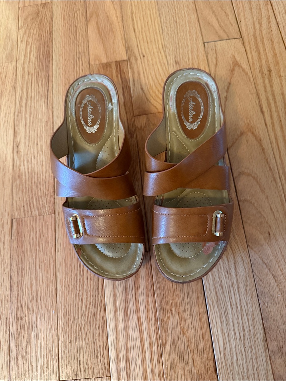 Atalina Women’s Tan Leather Wedge Sandals